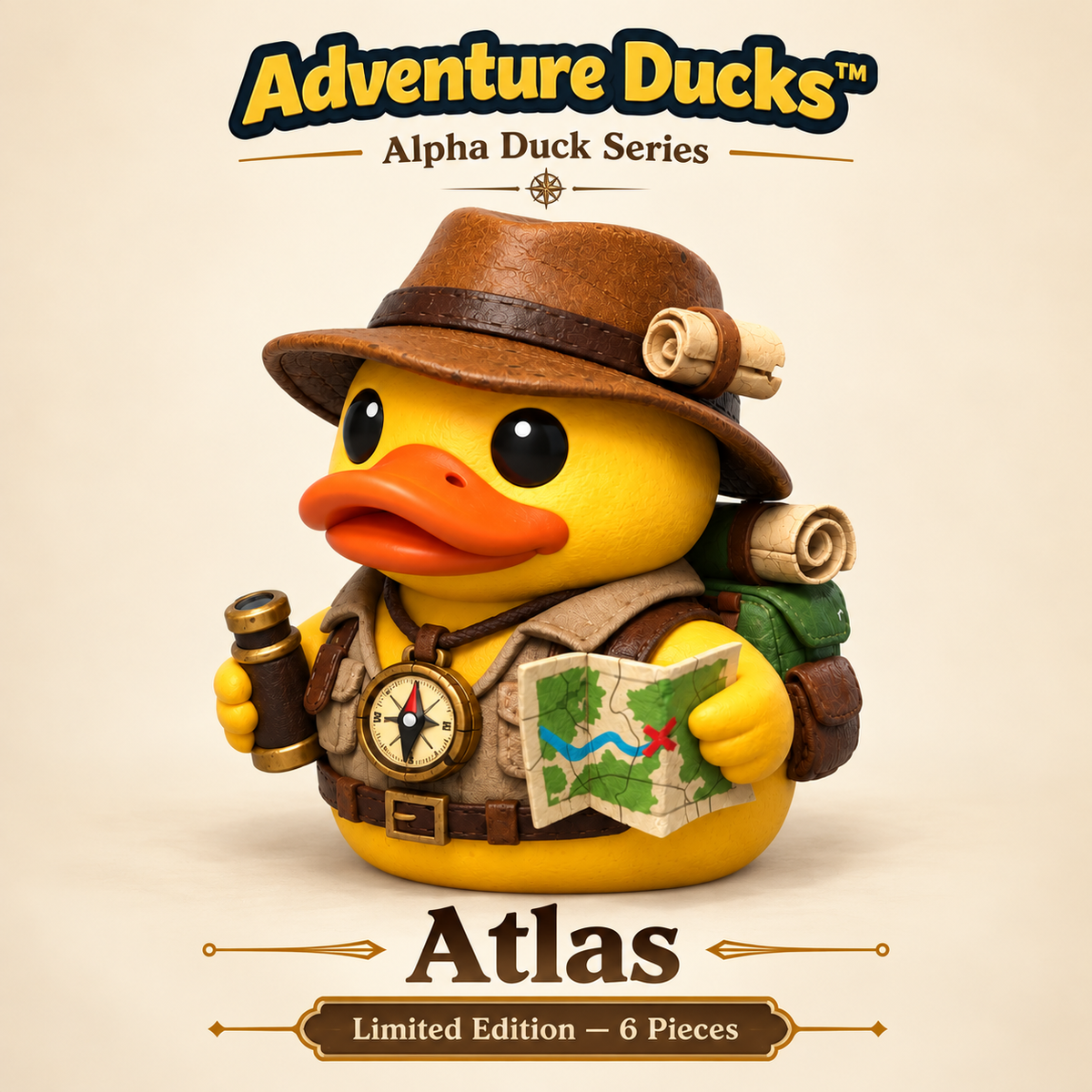 Atlas character artwork: Adventure Ducks, Alpha Duck Series, limited edition of six pieces.